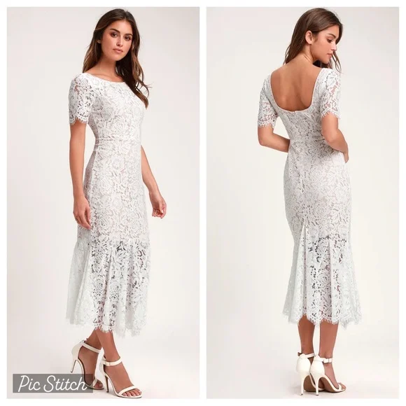 Lulus | Dresses | Nwot Lulus White Lace Midi Dress | Poshmark Lulus | Dresses | Nwot Lulus White Lace Midi Dress | Poshmark